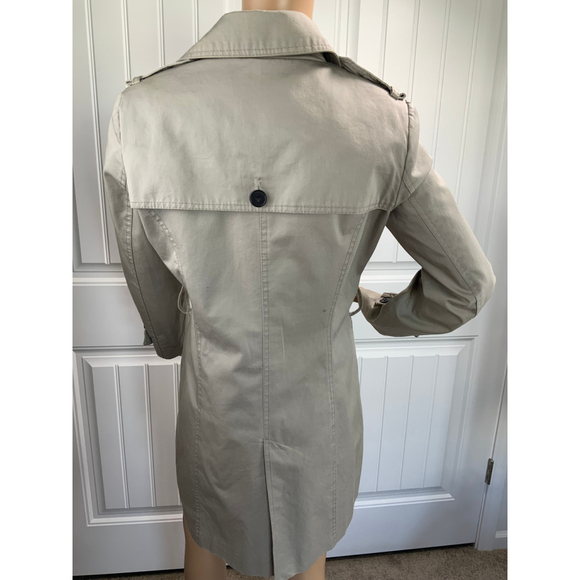 Zara Basic Womens Trench Coat Sz Med Beige Double Breasted Collard Neck Corpcore - Picture 13 of 16